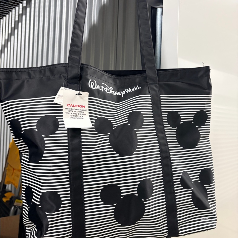 Walt Disney World Black & White Mickey Stripe Tote Bag